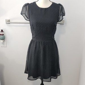 PIMKIE Black White Polka Dot Sheer Mini Dress
